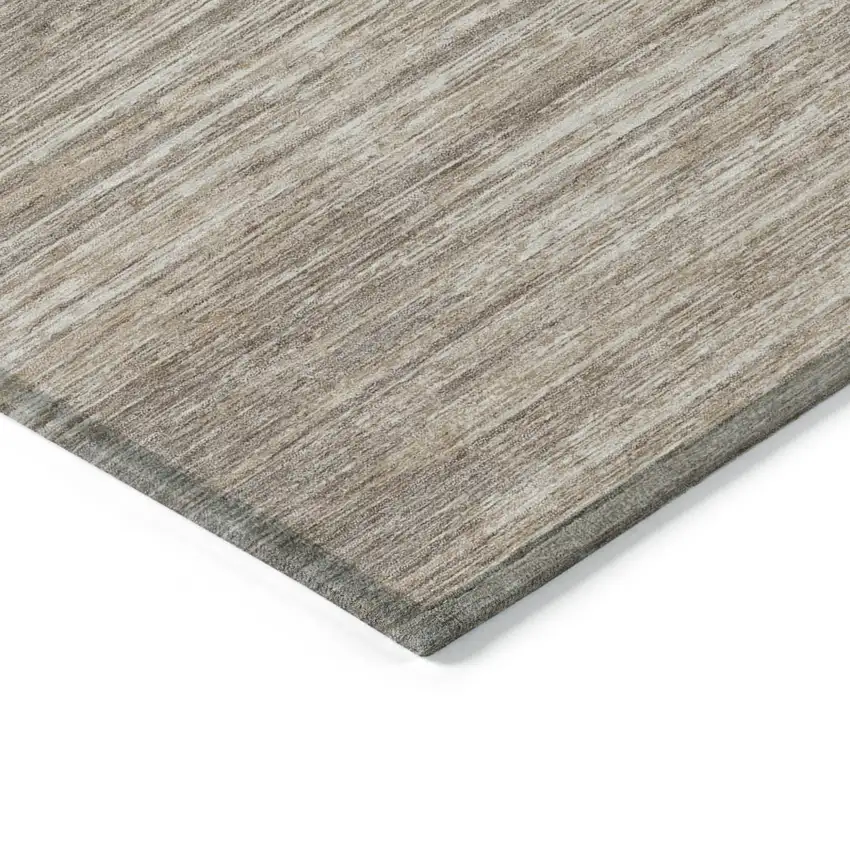 Taupe Gray And Ivory Striped Washable Indoor Outdoor Area Rug Photo 5