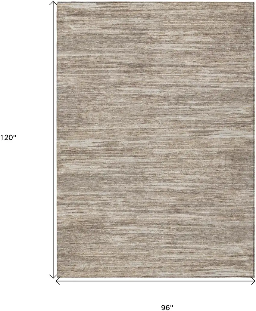 Taupe Gray And Ivory Striped Washable Indoor Outdoor Area Rug Photo 3