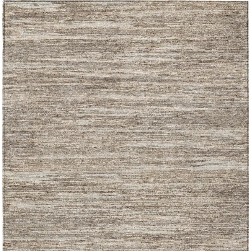 Taupe Gray And Ivory Striped Washable Indoor Outdoor Area Rug Photo 7