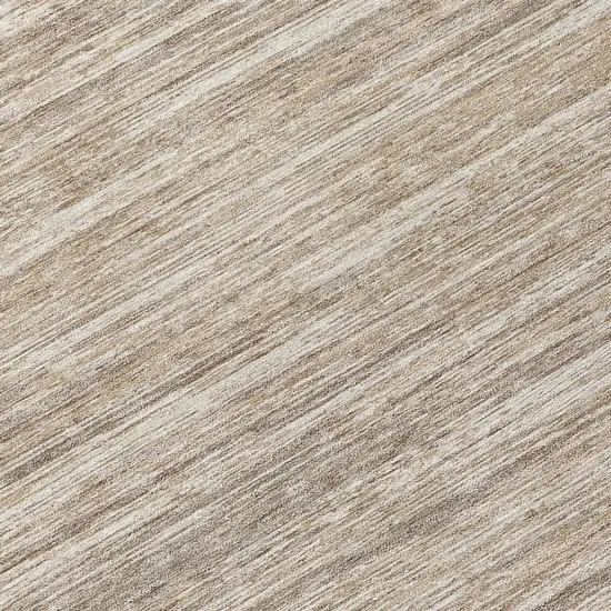 Taupe Gray And Ivory Striped Washable Indoor Outdoor Area Rug Photo 8