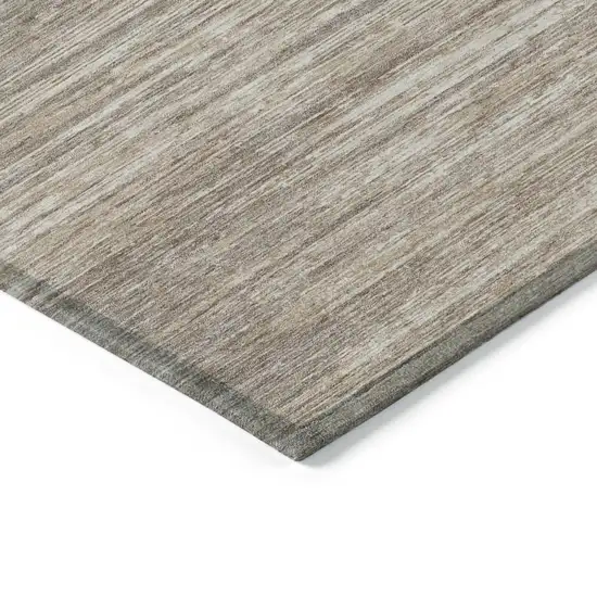 Taupe Gray And Ivory Striped Washable Indoor Outdoor Area Rug Photo 5