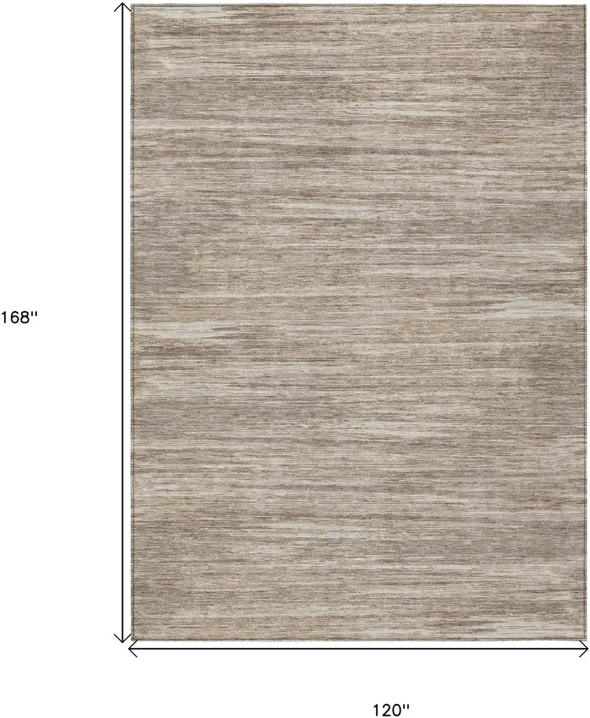 Taupe Gray And Ivory Striped Washable Indoor Outdoor Area Rug Photo 3
