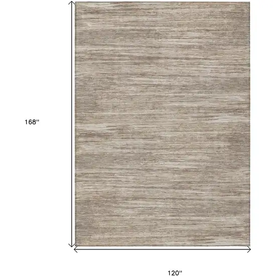 Taupe Gray And Ivory Striped Washable Indoor Outdoor Area Rug Photo 3