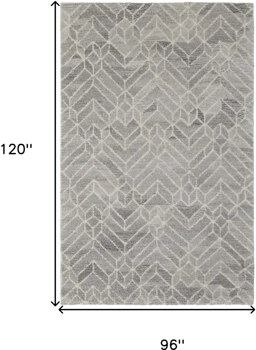 Taupe Gray And Ivory Wool Geometric Tufted Handmade Area Rug Photo 10