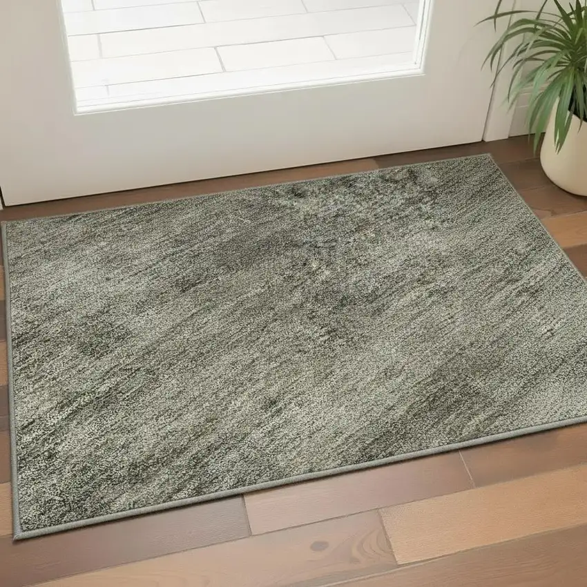 Taupe Gray And Khaki Abstract Washable Area Rug With UV Protection Photo 2