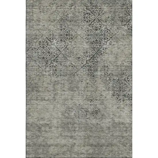 Taupe Gray And Khaki Abstract Washable Area Rug With UV Protection Photo 5