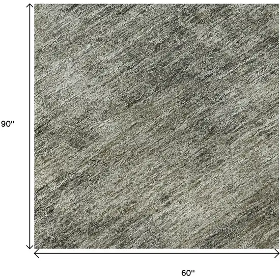 Taupe Gray And Khaki Abstract Washable Area Rug With UV Protection Photo 9