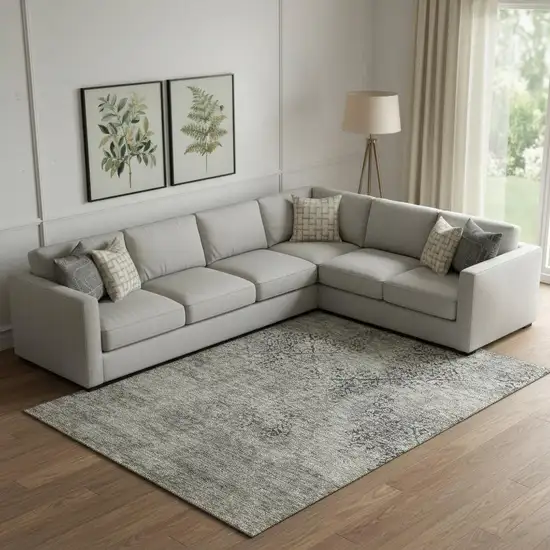 Taupe Gray And Khaki Abstract Washable Area Rug With UV Protection Photo 1