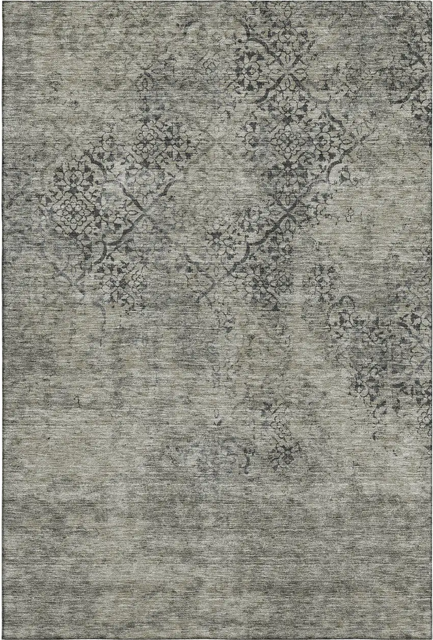 Taupe Gray And Khaki Abstract Washable Area Rug With UV Protection Photo 5