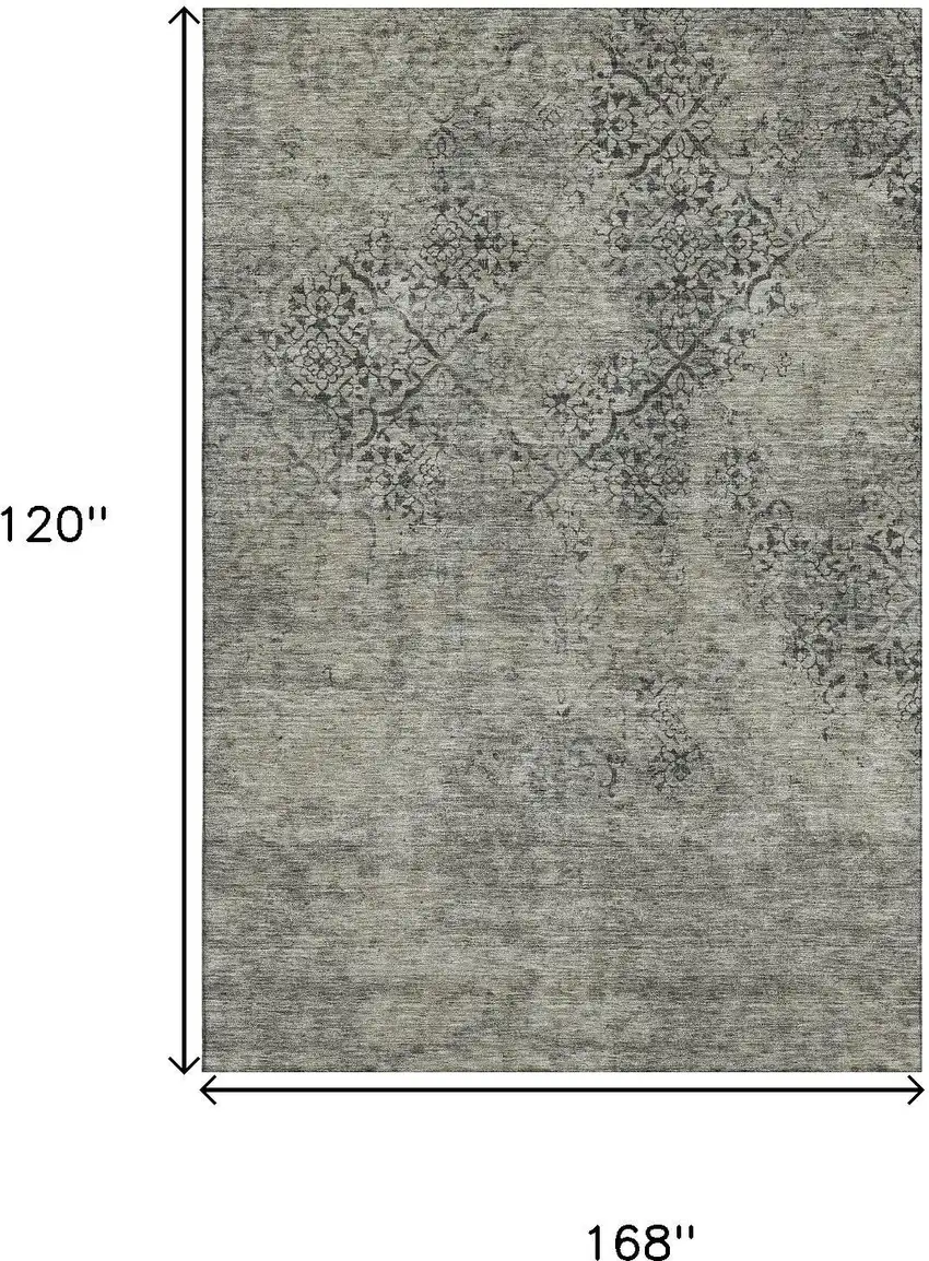 Taupe Gray And Khaki Abstract Washable Area Rug With UV Protection Photo 3
