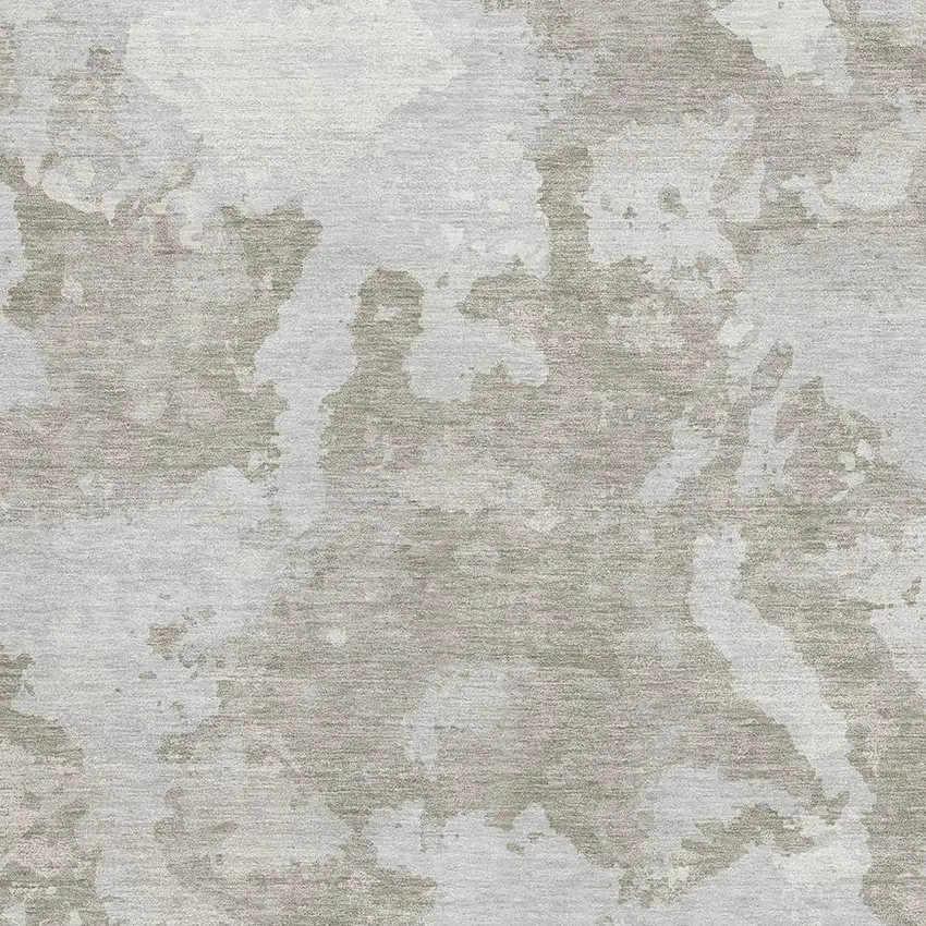 Taupe Gray And Silver Abstract Washable Area Rug With UV Protection Photo 2