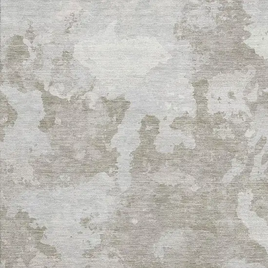 Taupe Gray And Silver Abstract Washable Area Rug With UV Protection Photo 2
