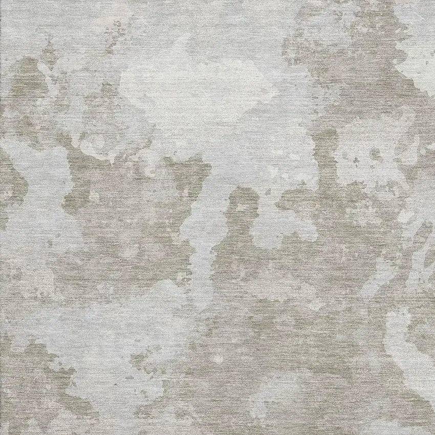 Taupe Gray And Silver Abstract Washable Area Rug With UV Protection Photo 2