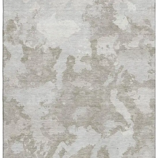 Taupe Gray And Silver Abstract Washable Area Rug With UV Protection Photo 3
