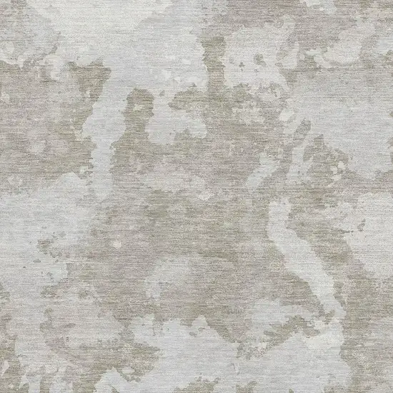 Taupe Gray And Silver Abstract Washable Area Rug With UV Protection Photo 2