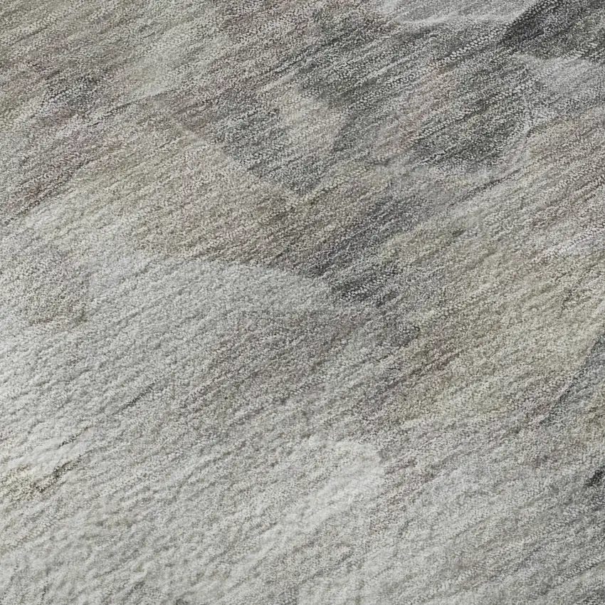 Taupe Gray And Silver Abstract Washable Area Rug With UV Protection Photo 9