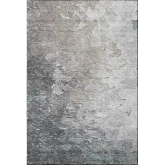 Taupe Gray And Silver Abstract Washable Area Rug With UV Protection Photo 4