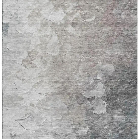 Taupe Gray And Silver Abstract Washable Area Rug With UV Protection Photo 3