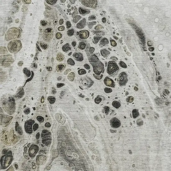 Taupe Gray And Silver Abstract Washable Area Rug With UV Protection Photo 3