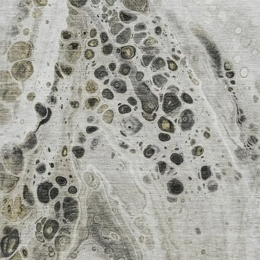 Taupe Gray And Silver Abstract Washable Area Rug With UV Protection Photo 3