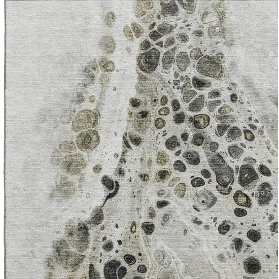 Taupe Gray And Silver Abstract Washable Area Rug With UV Protection Photo 3
