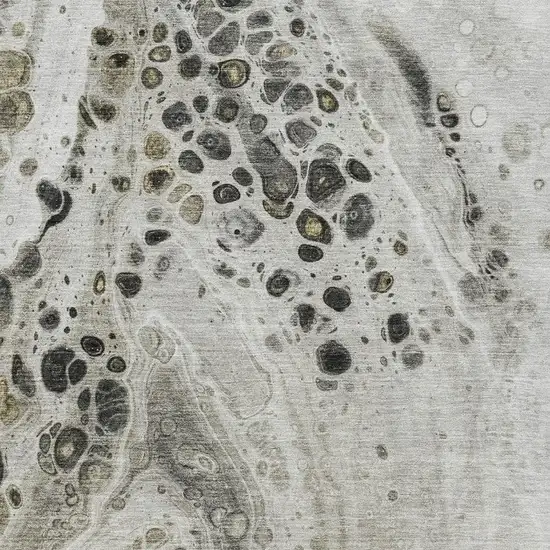 Taupe Gray And Silver Abstract Washable Area Rug With UV Protection Photo 3