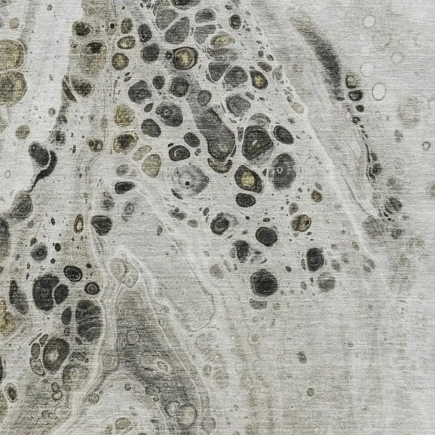 Taupe Gray And Silver Abstract Washable Area Rug With UV Protection Photo 3