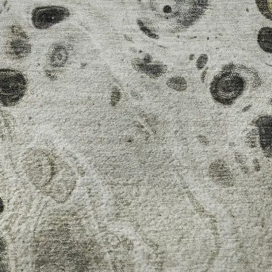 Taupe Gray And Silver Abstract Washable Area Rug With UV Protection Photo 8