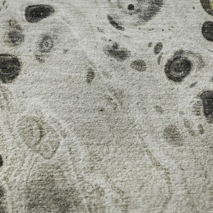 Taupe Gray And Silver Abstract Washable Area Rug With UV Protection Photo 8