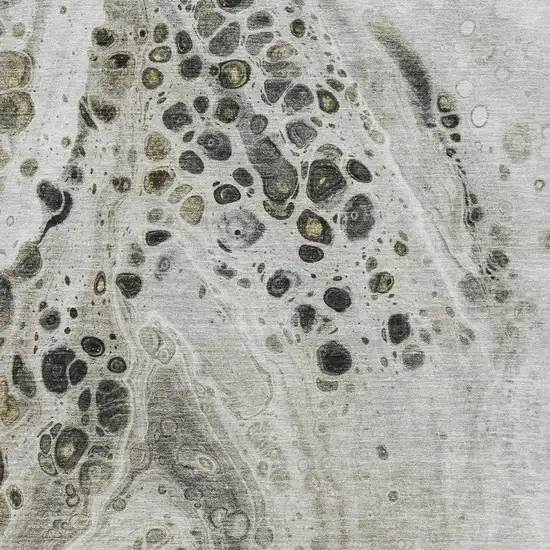 Taupe Gray And Silver Abstract Washable Area Rug With UV Protection Photo 3