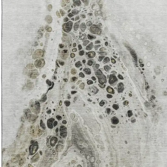 Taupe Gray And Silver Abstract Washable Area Rug With UV Protection Photo 4