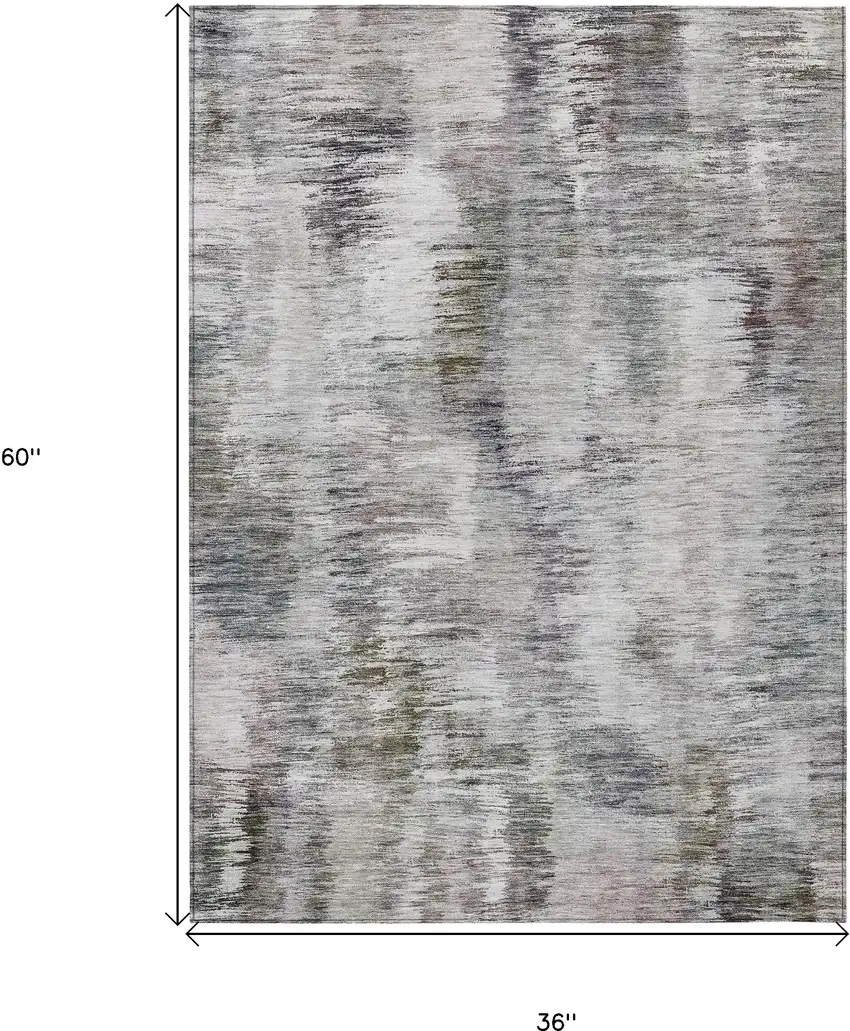 Taupe Gray And Silver Abstract Washable Indoor Outdoor Area Rug Photo 3