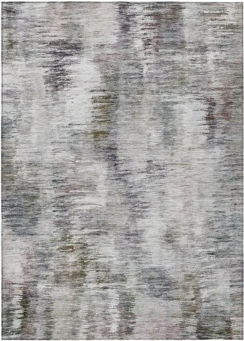 Taupe Gray And Silver Abstract Washable Indoor Outdoor Area Rug Photo 2