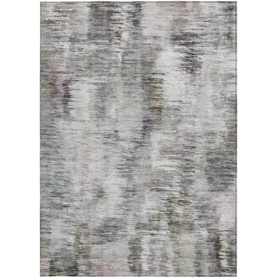 Taupe Gray And Silver Abstract Washable Indoor Outdoor Area Rug Photo 7