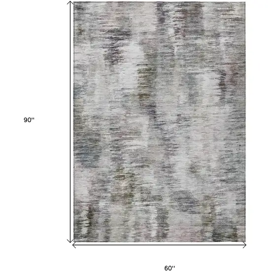 Taupe Gray And Silver Abstract Washable Indoor Outdoor Area Rug Photo 3