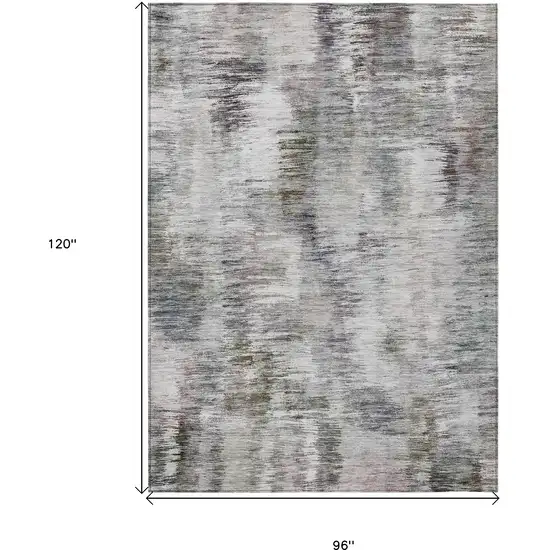 Taupe Gray And Silver Abstract Washable Indoor Outdoor Area Rug Photo 3