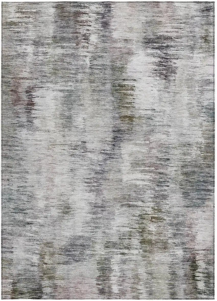 Taupe Gray And Silver Abstract Washable Indoor Outdoor Area Rug Photo 7
