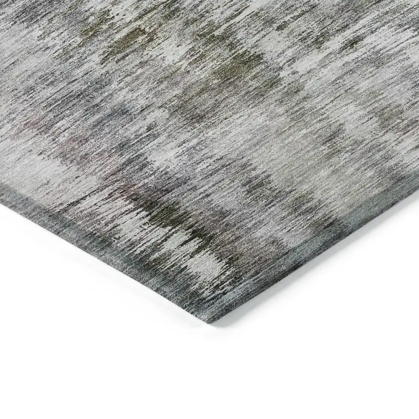 Taupe Gray And Silver Abstract Washable Indoor Outdoor Area Rug Photo 5