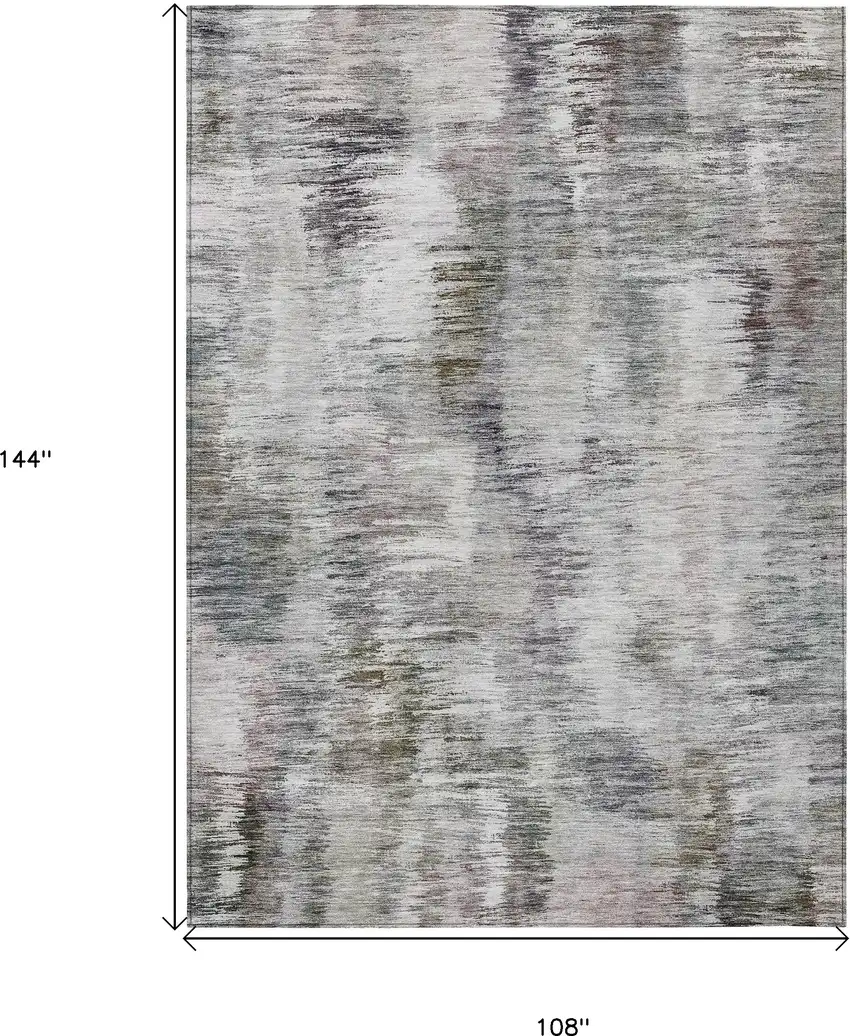 Taupe Gray And Silver Abstract Washable Indoor Outdoor Area Rug Photo 3
