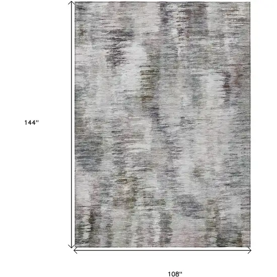 Taupe Gray And Silver Abstract Washable Indoor Outdoor Area Rug Photo 3