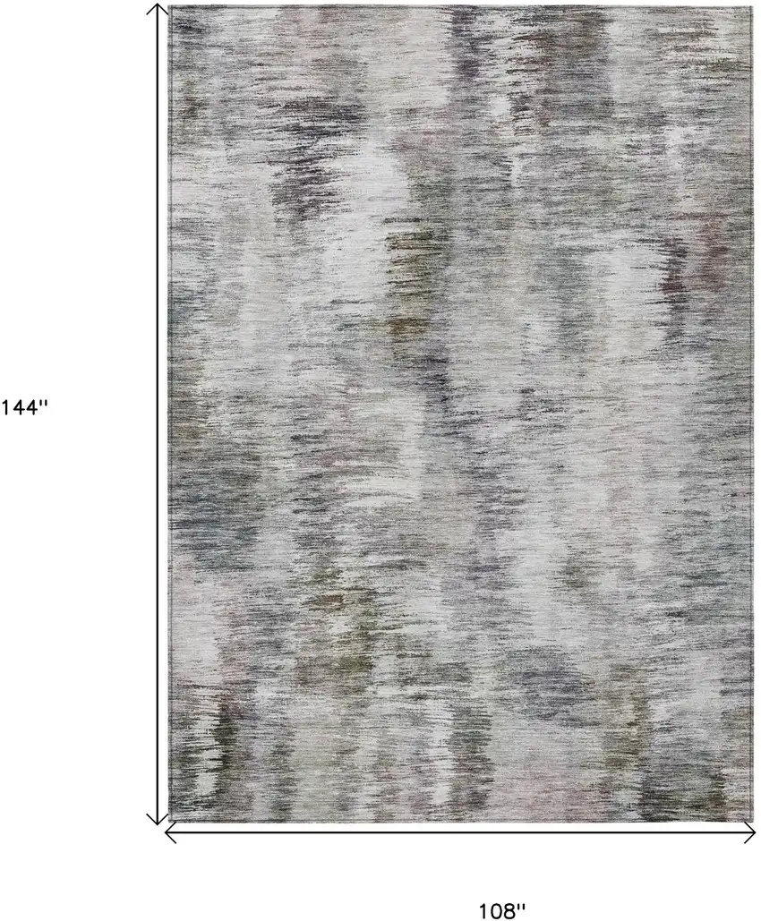 Taupe Gray And Silver Abstract Washable Indoor Outdoor Area Rug Photo 3