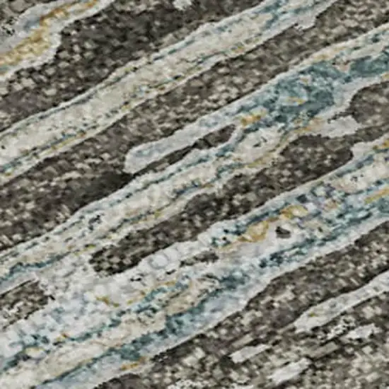 Taupe Gray And Silver Striped Washable Area Rug With UV Protection Photo 2