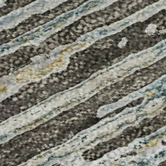 Taupe Gray And Silver Striped Washable Area Rug With UV Protection Photo 2