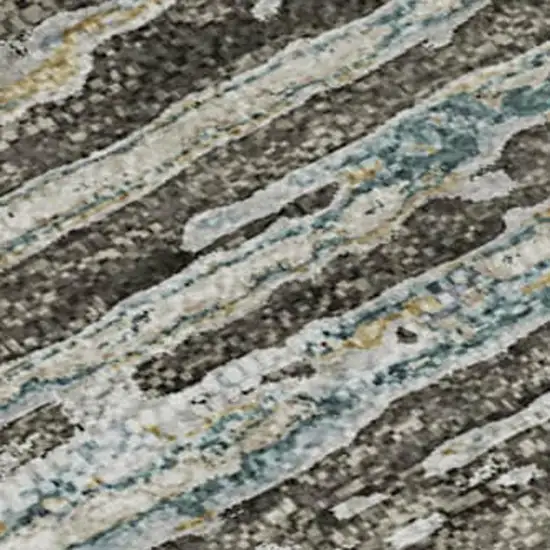 Taupe Gray And Silver Striped Washable Area Rug With UV Protection Photo 2