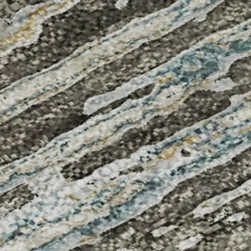 Taupe Gray And Silver Striped Washable Area Rug With UV Protection Photo 2