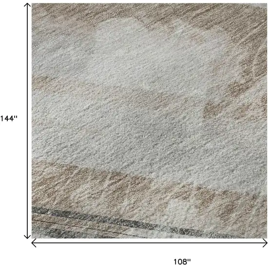 Taupe Gray And Silver Striped Washable Area Rug With UV Protection Photo 8