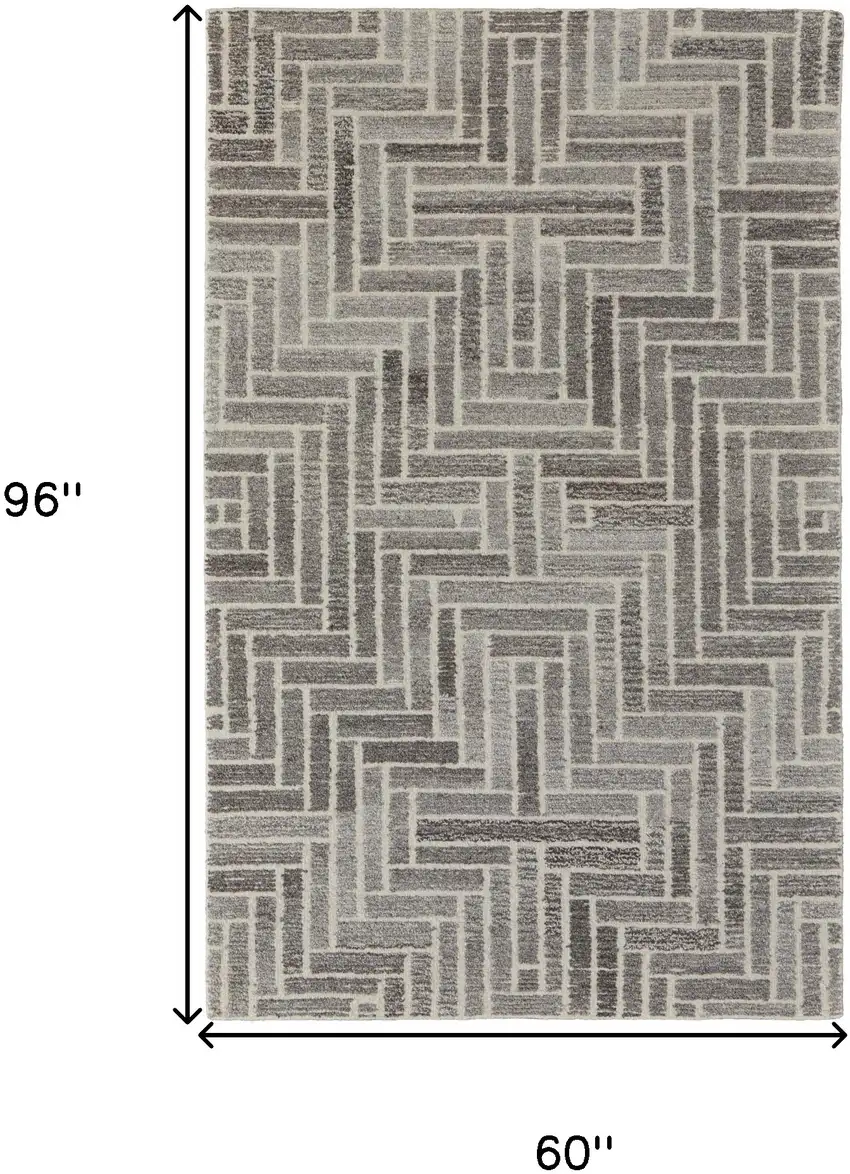 Taupe Gray And Tan Wool Geometric Tufted Handmade Area Rug Photo 10