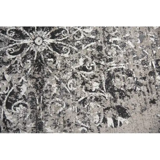 Taupe Gray Ivory Black And Beige Medallion Area Rug Photo 4