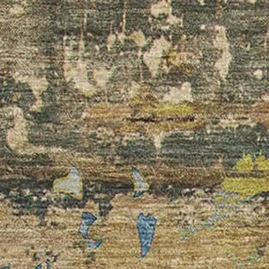 Taupe Green And Blue Abstract Washable Area Rug With UV Protection Photo 3