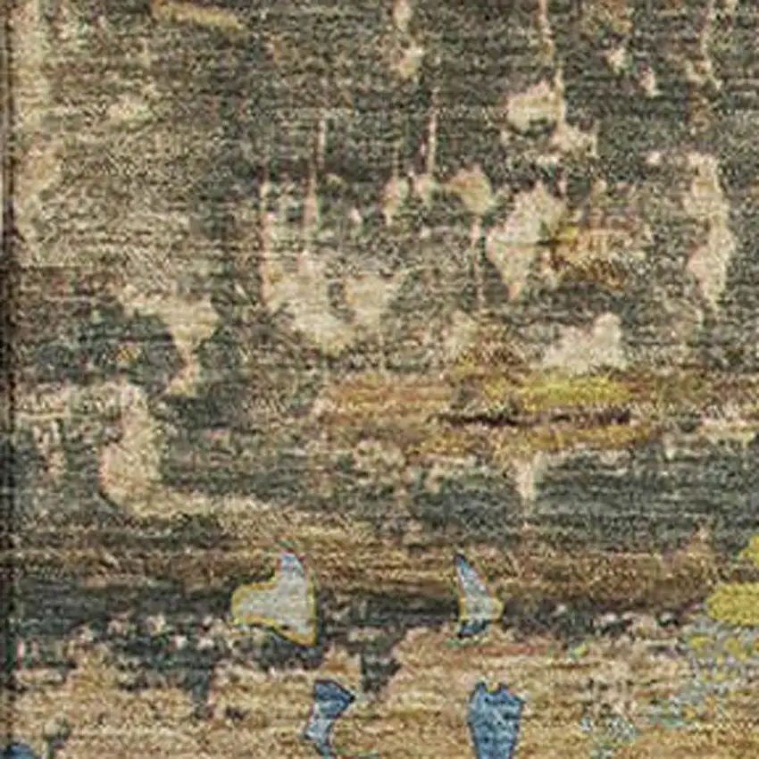 Taupe Green And Blue Abstract Washable Area Rug With UV Protection Photo 3